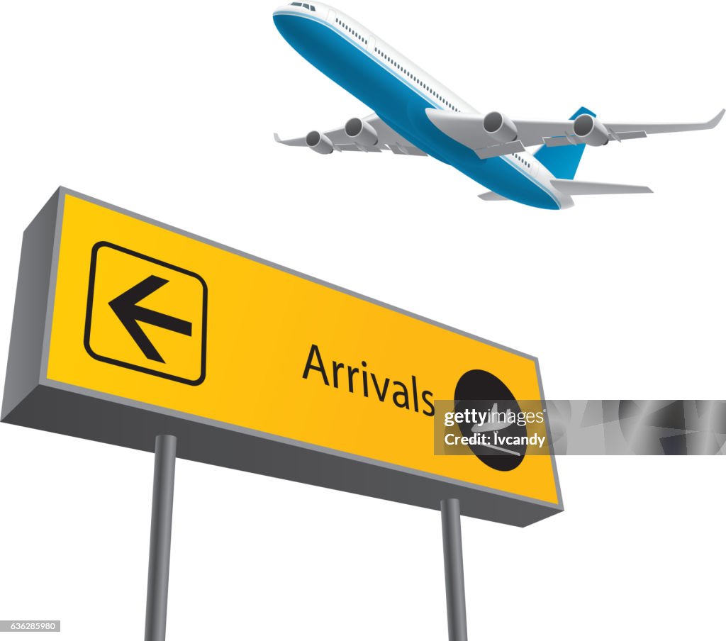 Airport arrivals board