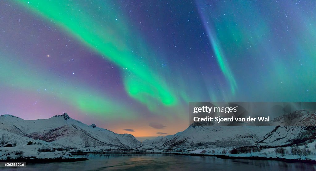 Northern Lights over the Lofoten Islands in Norway