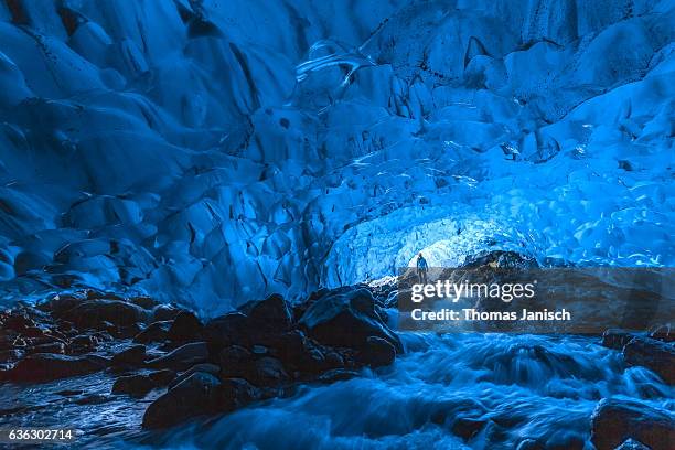 crystal ice cave, iceland - iceland cave stock pictures, royalty-free photos & images