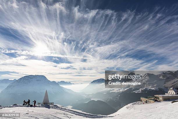 sankt moritz view, canton graubünden, switzerland. - saint moritz stock-fotos und bilder