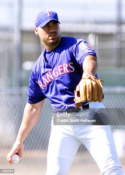 Travis Hafner of the Texas Rangers works out with the team at the Charlotte County Stadium in Port Charlotte, Florida. DIGITAL IMAGE Mandatory...