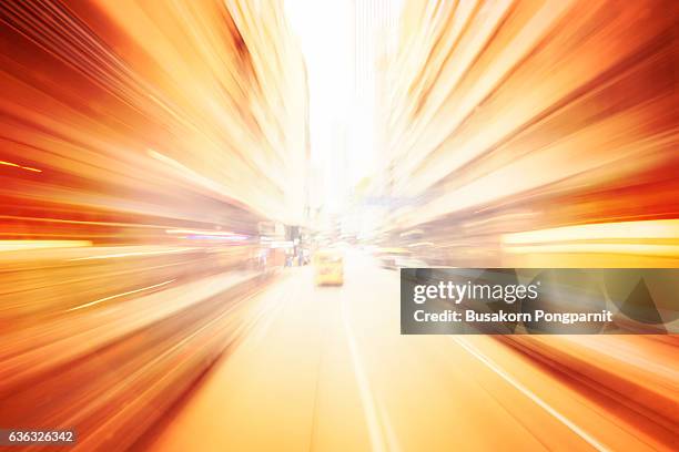 traffic light trails of modern background - zoomeffect stockfoto's en -beelden