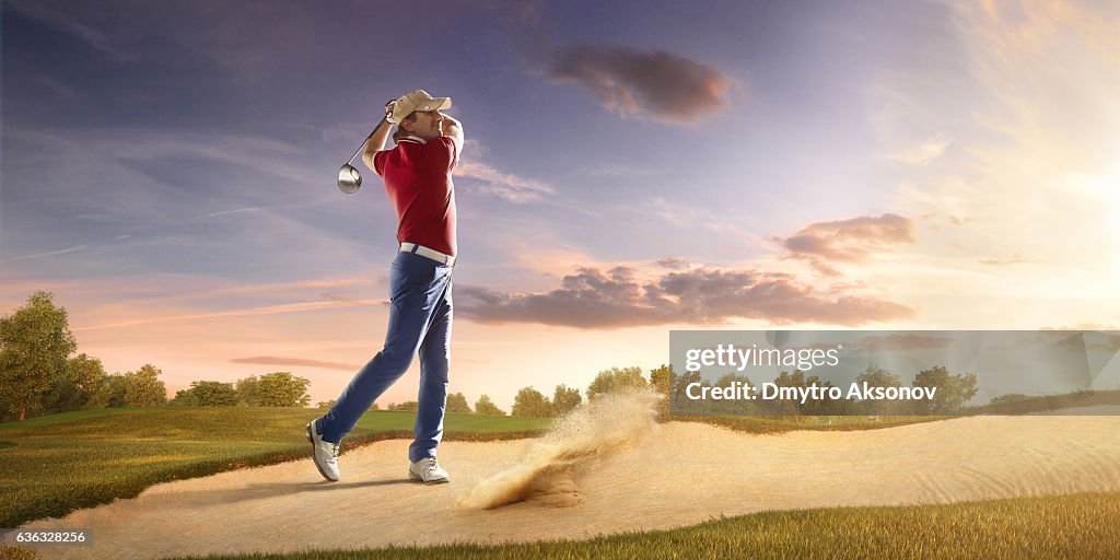 Golf: Man playing golf in a golf course