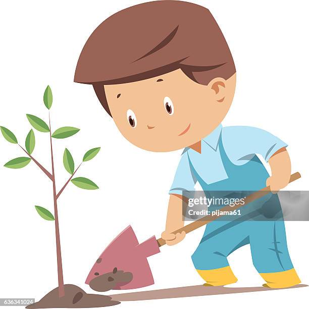 planting tree process - tree hugging stock illustrations