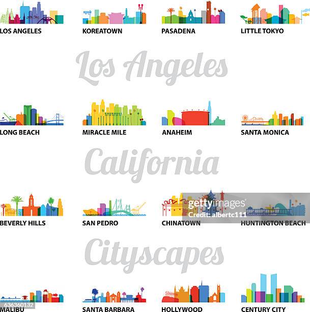 serie von stadtansichten in los angeles - pasadena california stock-grafiken, -clipart, -cartoons und -symbole