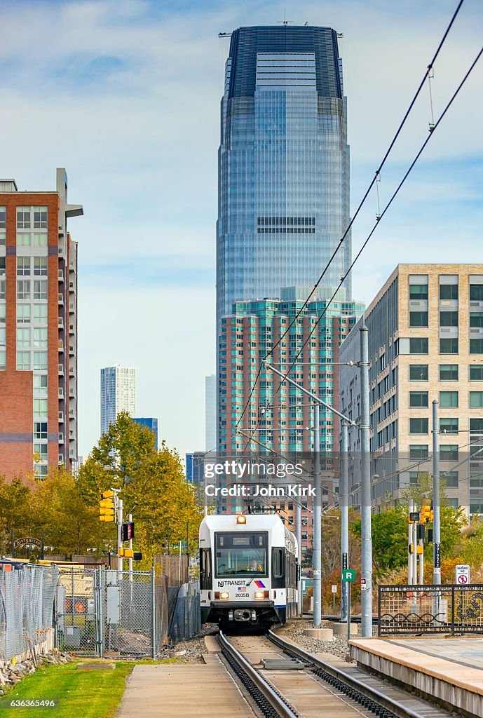NJ Transit Hudson Bergen Light Rail service in Jersey City