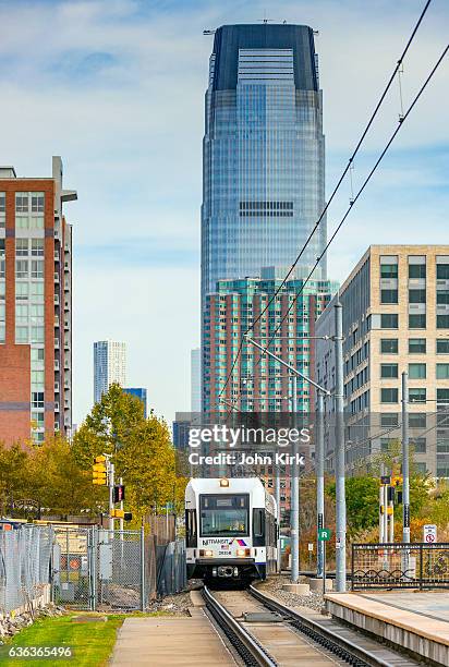 nj transit hudson bergen light rail service in jersey city - jersey city stock pictures, royalty-free photos & images