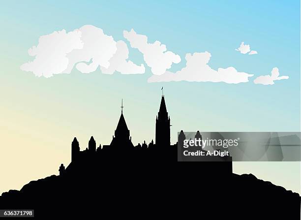 stockillustraties, clipart, cartoons en iconen met castle in the clouds - spire