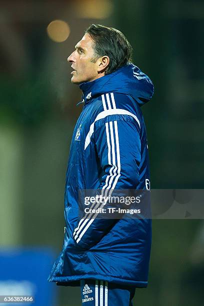 Coach Bruno Labbadia of Hamburger SV looks on during the Friendly Match between Hamburger SV and Ajax Amsterdam at Gloria Sports Center on January 09...