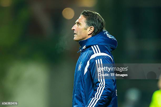 Coach Bruno Labbadia of Hamburger SV looks on during the Friendly Match between Hamburger SV and Ajax Amsterdam at Gloria Sports Center on January 09...