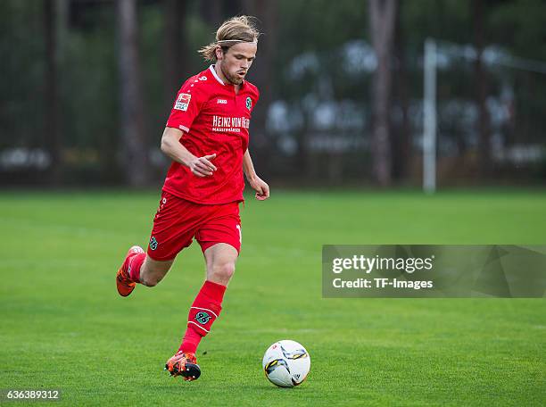 Iver Fossum of Hannover 96 "n in action during the Friendly Match between Hannover 96 and Gostaresh Foolad FC at training camp on January 13, 2016 in...