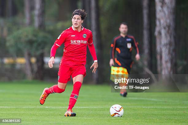 Miiko Albornoz of Hannover 96 in action during the Friendly Match between Hannover 96 and Gostaresh Foolad FC at training camp on January 13, 2016 in...