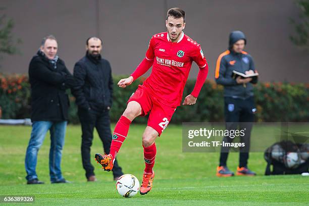 Kenan Karaman of Hannover 96 in action during the Friendly Match between Hannover 96 and Gostaresh Foolad FC at training camp on January 13, 2016 in...