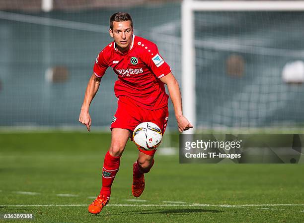 Artur Sobiech of Hannover 96 in action during the Friendly Match between Hannover 96 and Gostaresh Foolad FC at training camp on January 13, 2016 in...