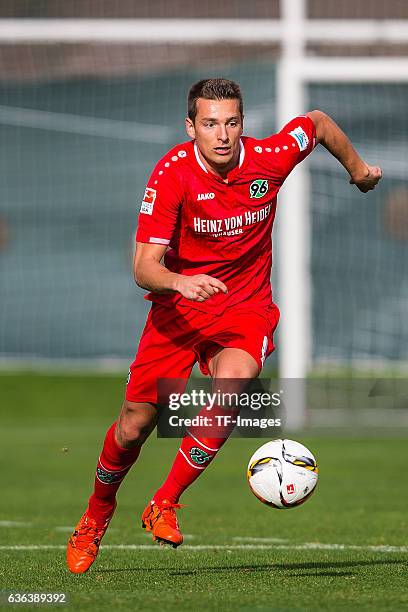 Artur Sobiech of Hannover 96 in action during the Friendly Match between Hannover 96 and Gostaresh Foolad FC at training camp on January 13, 2016 in...