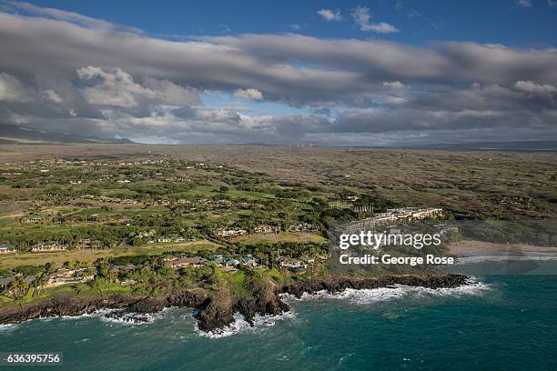 The Hapuna Beach Prince Hotel, constructed at waters edge on an old lava rock bed, is viewed on December 16 in this aerial photo taken along the Kona...