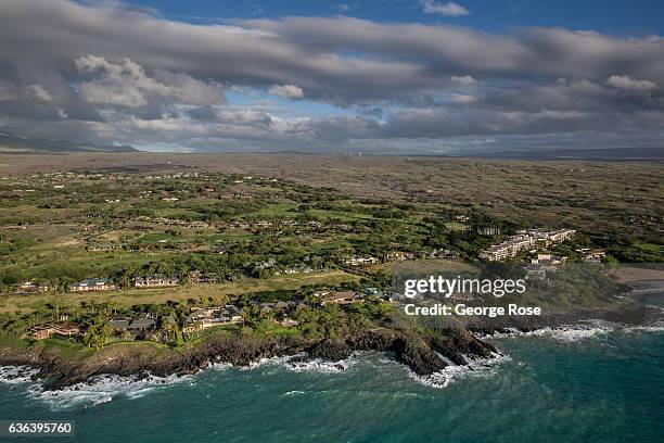 The Hapuna Beach Prince Hotel & Villas, constructed at waters edge on an old lava rock bed, is viewed on December 16 in this aerial photo taken along...