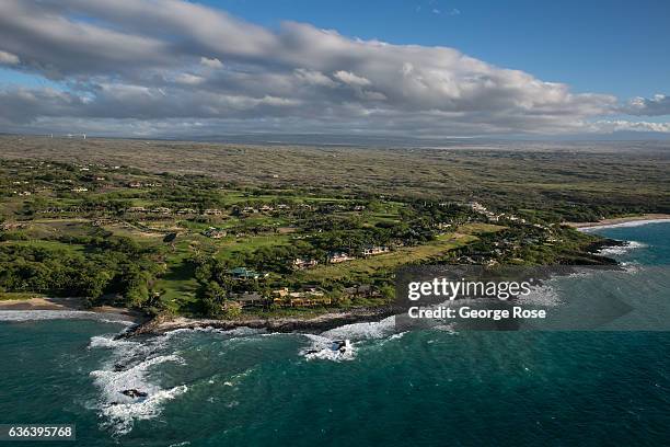The Hapuna Beach Prince Hotel & Villas, constructed at waters edge on an old lava rock bed, is viewed on December 16 in this aerial photo taken along...