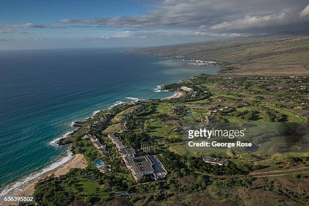 The Hapuna Beach Prince Hotel and Mauna Kea Autograph Collection Hotel, constructed at waters edge on an old lava rock bed, is viewed on December 16...