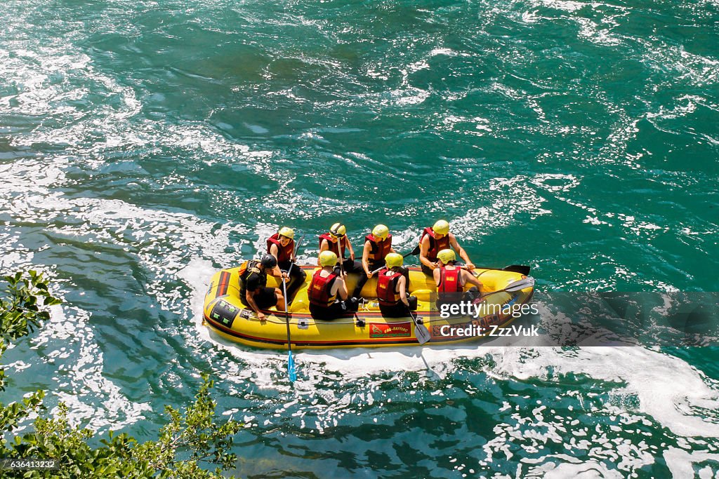 Group of rafters enjoying in nature