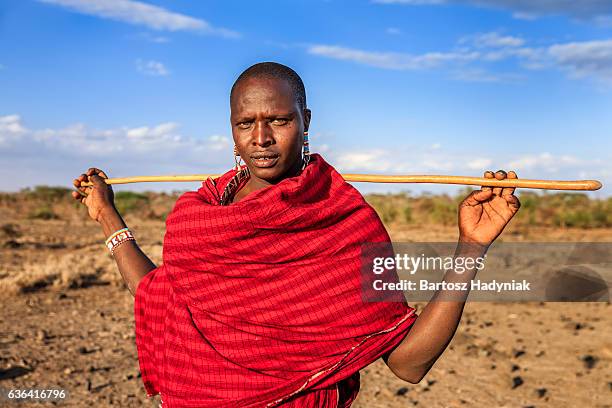 warrior from maasai tribe, kenya, africa - kenyansk kultur bildbanksfoton och bilder