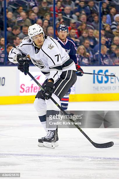 Jordan Nolan of the Los Angeles Kings skates after the puck during the game against the Columbus Blue Jackets on December 20, 2016 at Nationwide...