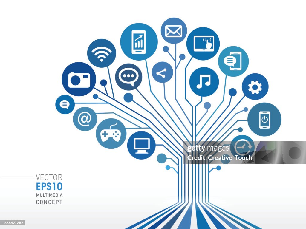 Vector Technologic Lines Multimedia Concept High-Res Vector Graphic ...