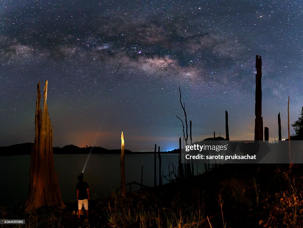 Milky way thailand ,milky way Long exposure photograph with grain