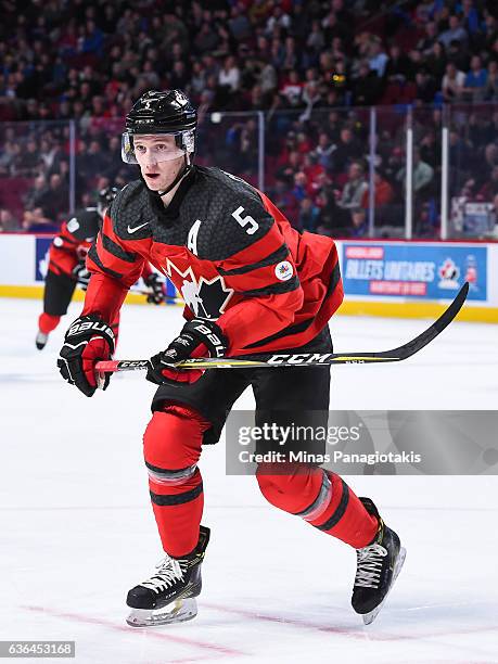 Thomas Chabot of Team Canada skates during the IIHF exhibition game against Team Finland at the Bell Centre on December 19, 2016 in Montreal, Quebec,...