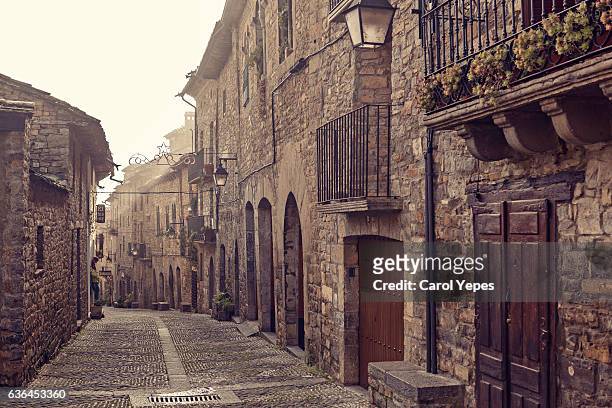walking  in the streets of ainsa, huesca,pyrenees - aragon new mexico stock pictures, royalty-free photos & images