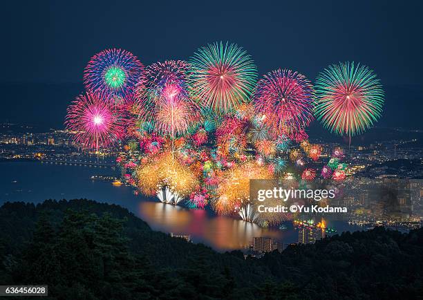 japan biwako fireworks festival - omi stock pictures, royalty-free photos & images