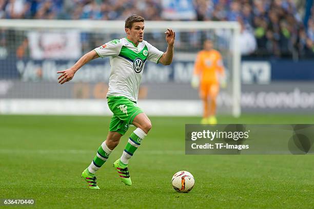 Sebastian JUNG of VfL Wolfsburg in action during the Bundesliga match between FC Schalke 04 and VfL Wolfsburg at Veltins-Arena on February 06, 2016...