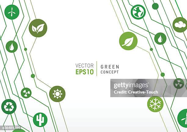 tehnologic bis linien-grün konzept - nachhaltige energie stock-grafiken, -clipart, -cartoons und -symbole