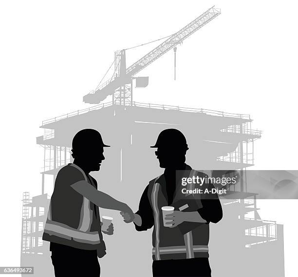 konstruktion-verträgen - bauarbeiter stock-grafiken, -clipart, -cartoons und -symbole