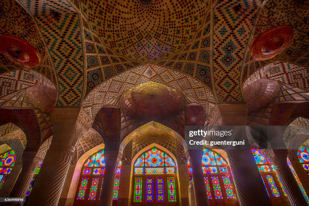 Inside the Nasir ol Molk Mosque in Shiraz, Iran