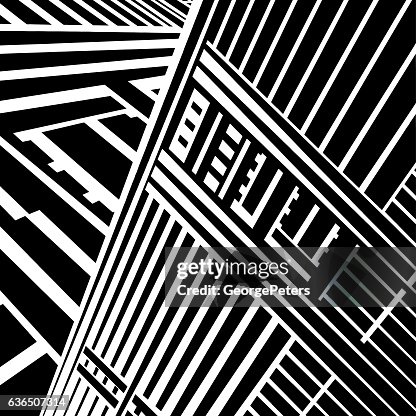 Striped Halftone Pattern Suggesting A Skyscraper and Cyberspace Striped Halftone Pattern Suggesting A Skyscraper and Cyberspace