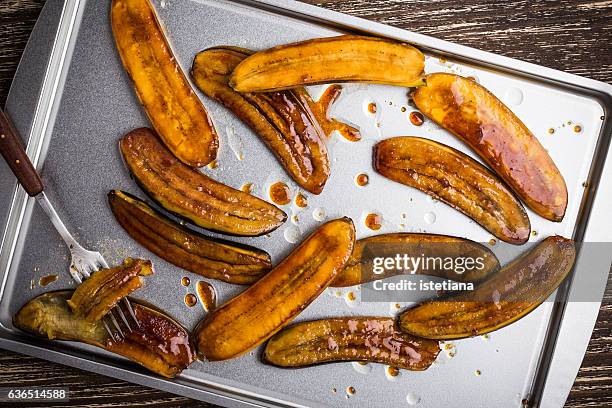 homemade caramelized banana - caramel stock pictures, royalty-free photos & images
