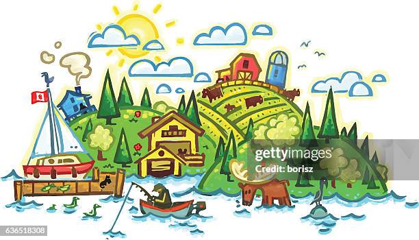 rural country side - small town america stock illustrations