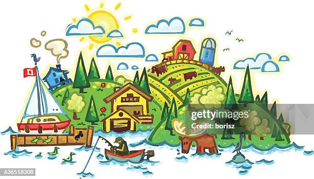 rural country side - small town stock illustrations