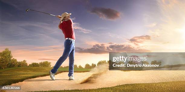 golf: hombre jugando al golf en un campo de golf - dmytro aksonov fotografías e imágenes de stock