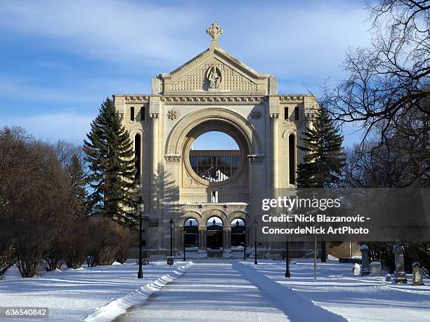 st. boniface cathedral - winnipeg stock pictures, royalty-free photos & images