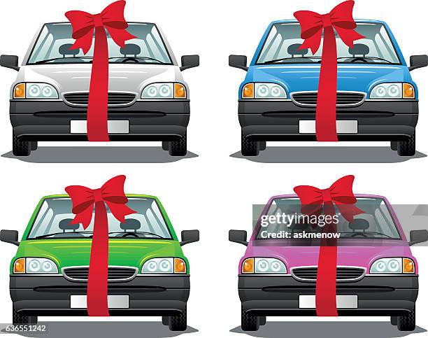car present - new car bow stock illustrations
