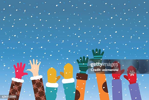 let it snow! - mitten glove stock illustrations