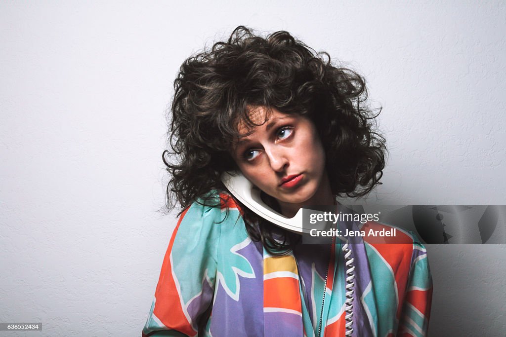 Retro Woman Talking On Landline Phone