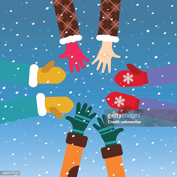 let it snow! - catching snowflakes stock illustrations