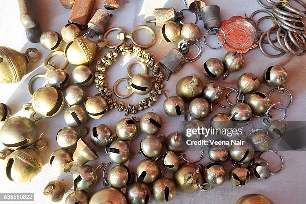 metal/copper bells of kutch,gujarat - bell stock pictures, royalty-free photos & images