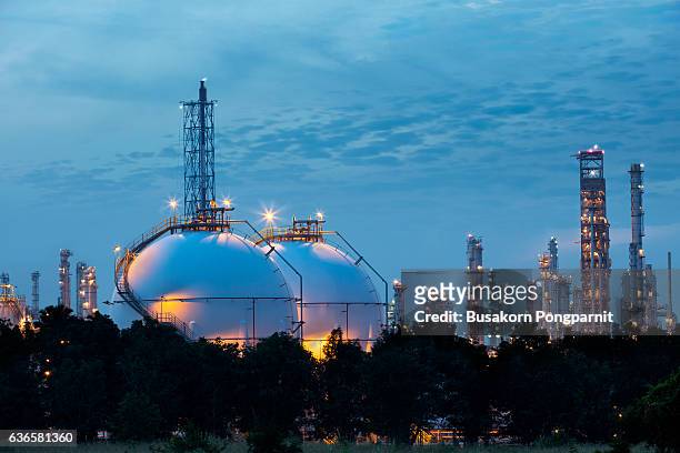 sphere tank of storage gas and liquid chamical - chemical manufacturing stock pictures, royalty-free photos & images