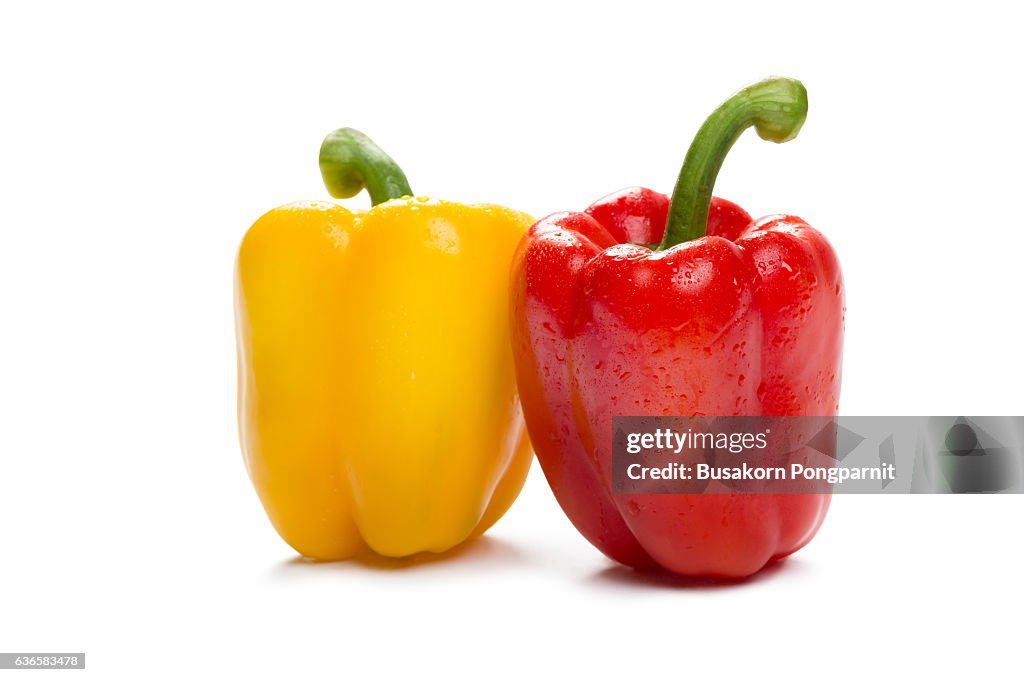 Colored paprika peppers, Isolated on white background