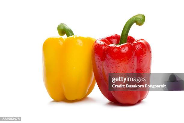 colored paprika peppers, isolated on white background - poivron photos et images de collection
