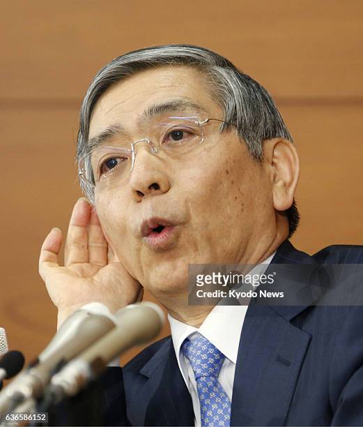 Japan - Haruhiko Kuroda, governor of the Bank of Japan, holds a press conference at the BOJ head office in Tokyo on April 8, 2014. The central bank...